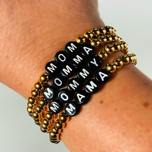 Bracelet Stack, Name Bracelet, Customized Name Bracelet, Gold Bead  Bracelets, Gold Letter Beads 
