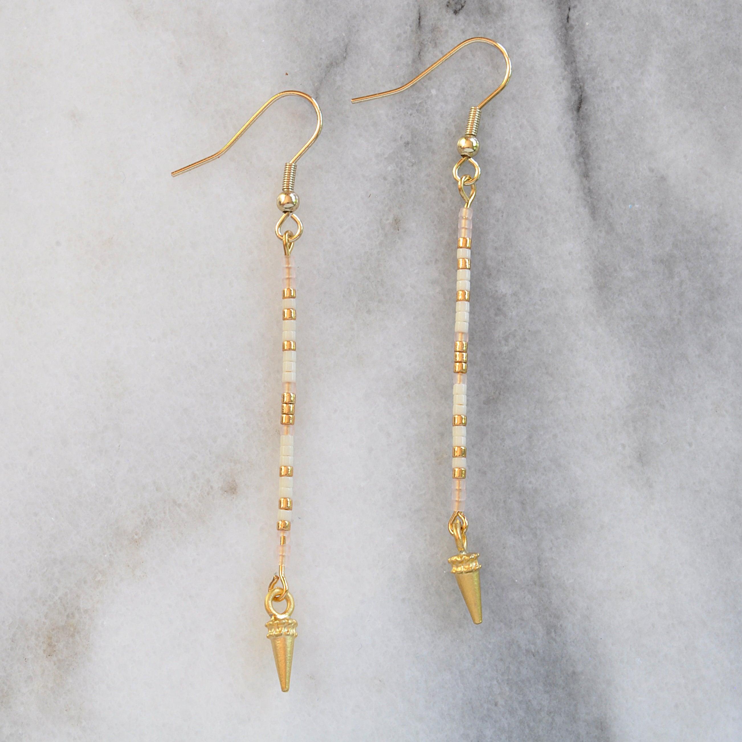 The Ones pattern in long lean stick earrings by Libby & Smee
