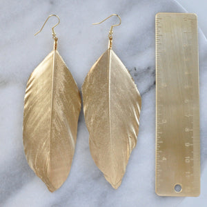 Gold 5" Feather Earrings
