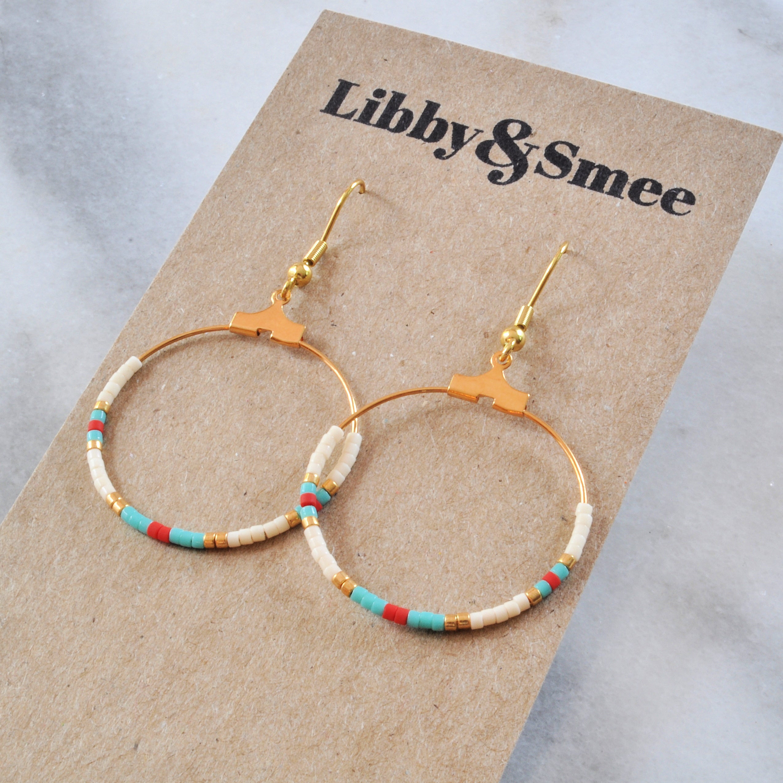 Beaded Hoop Earrings  Handmade by Libby & Smee