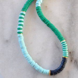 Libby & Smee Heishi Bead Necklace in Aqua Kelly and Midnight