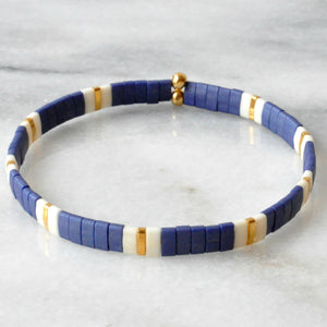 Libby & Smee stretch tile bracelet in Navy Pattern
