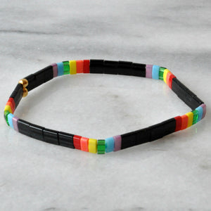 Libby & Smee stretch tile bracelet in Black Rainbow
