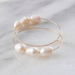Gold Filled Pearl Hoop Earrings