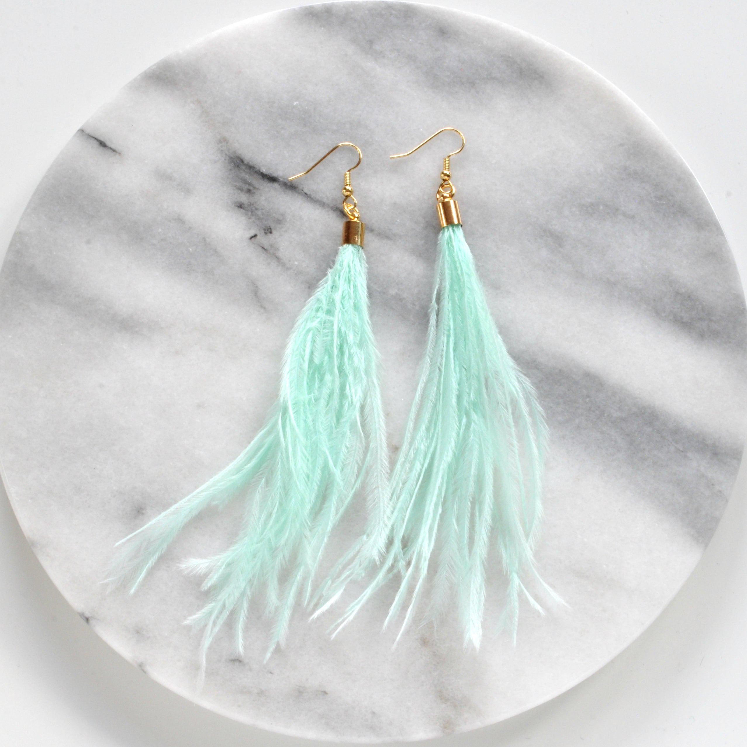 Seafoam Ostrich Feather Earrings | Handmade by Libby & Smee