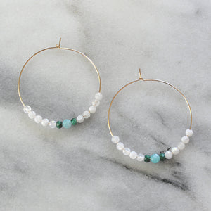 Libby & Smee white moonstone gold filled hoop earrings
