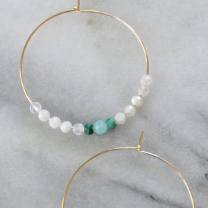 Libby & Smee gold filled white moonstone hoop earrings