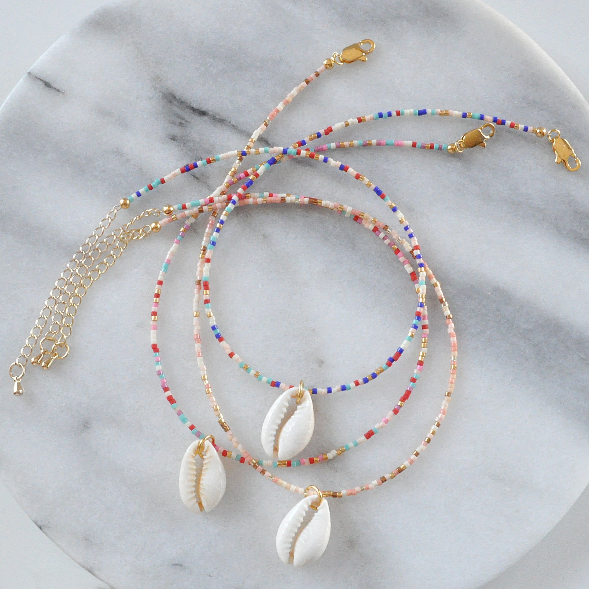 White Beach House Necklace and Bracelet — Goldfine Jewelry