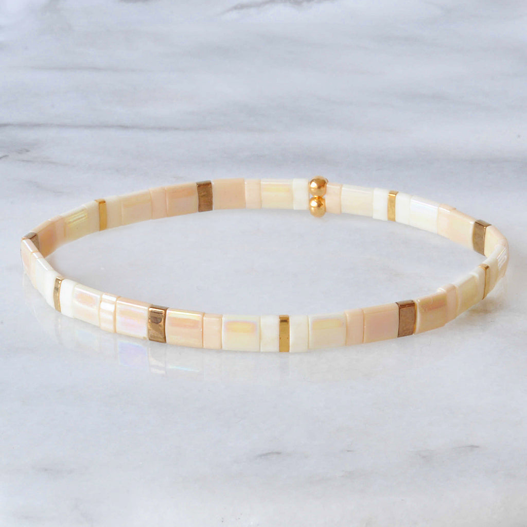 Stretch Tile Bracelet - Creamy| Handmade by Libby & Smee
