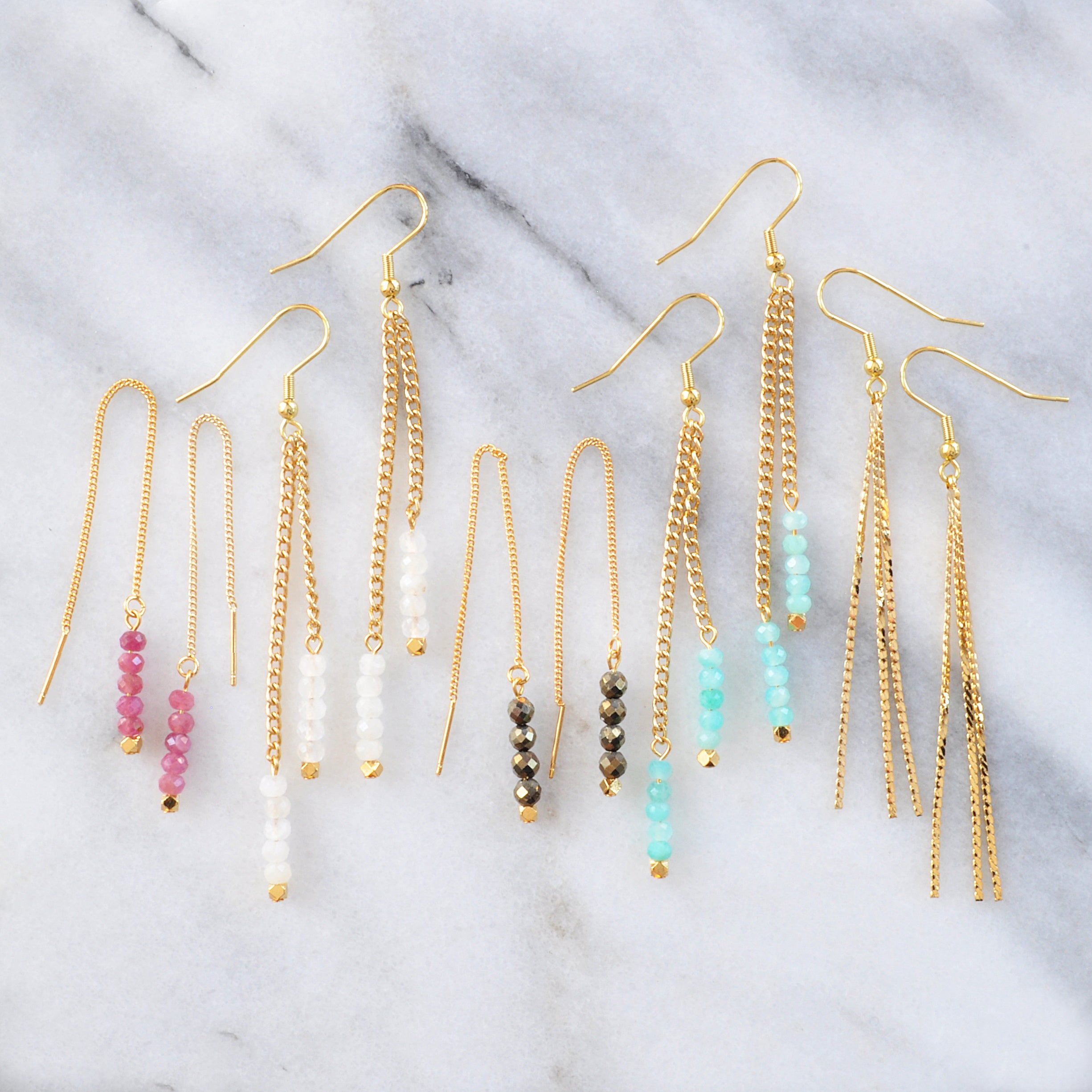 Libby & Smee Gemstone Gold chain Earrings available in various styles