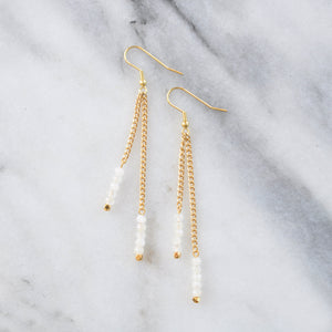 Libby & Smee Gemstone Gold chain Earrings available with Moonstone beads