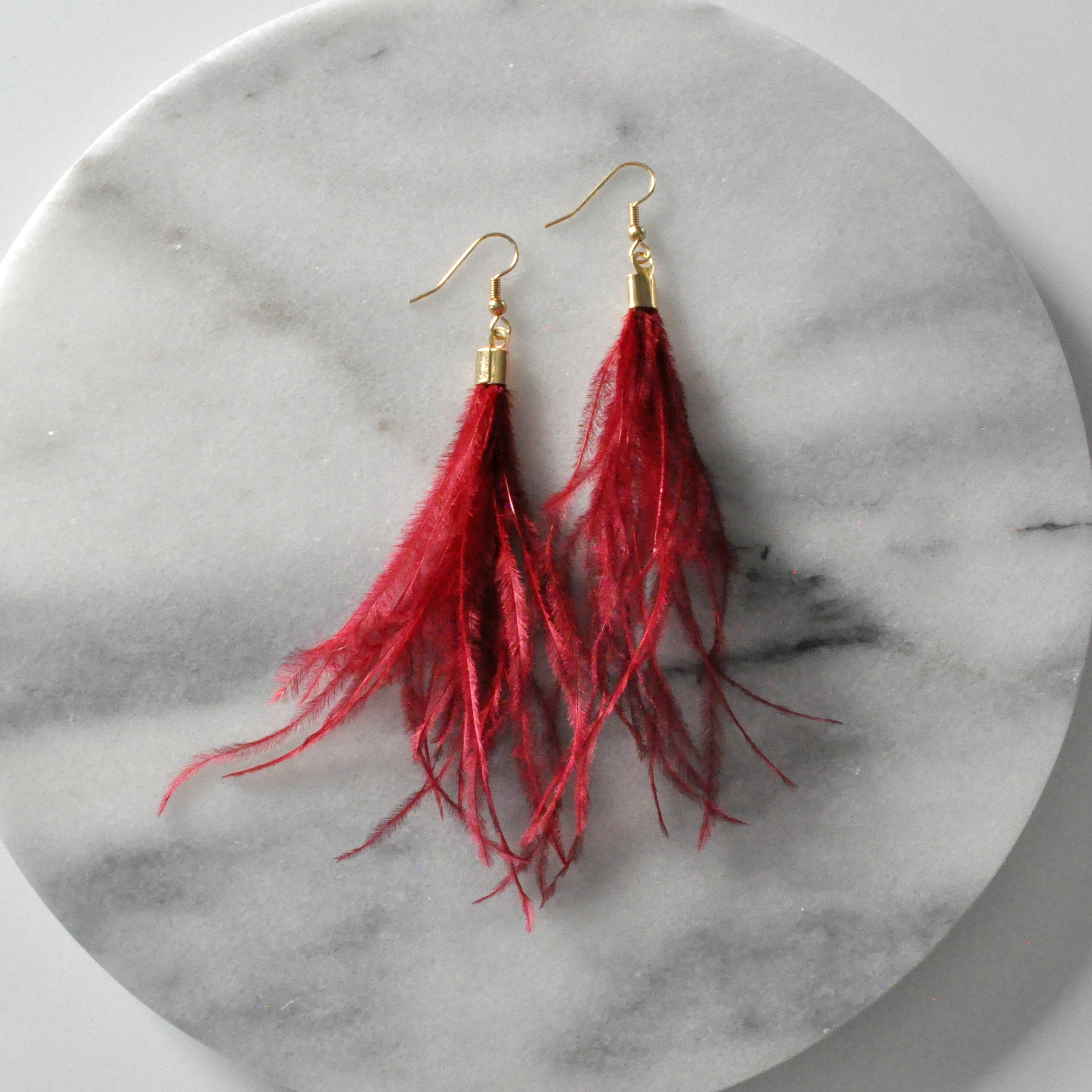 Ostrich Feather Earrings Discontinued Version - CLEARANCE