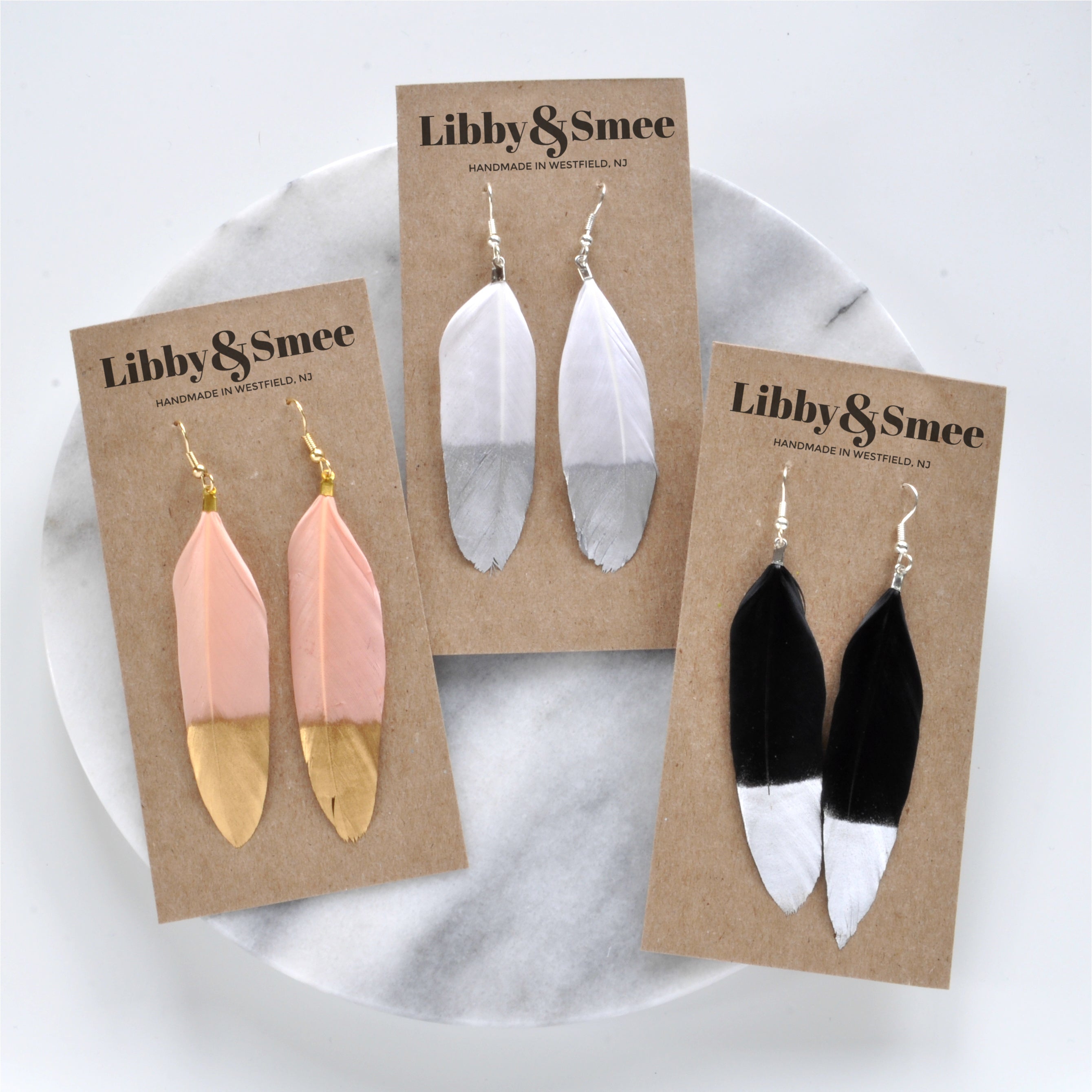 Gold and Silver 4" Feather Earrings