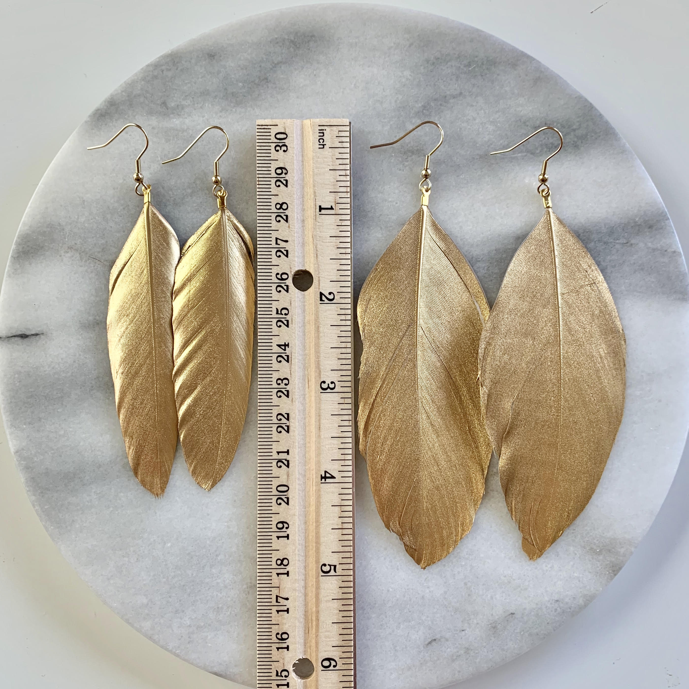 Gold 4" Feather Earrings