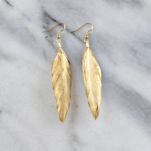 Gold 4" Feather Earrings