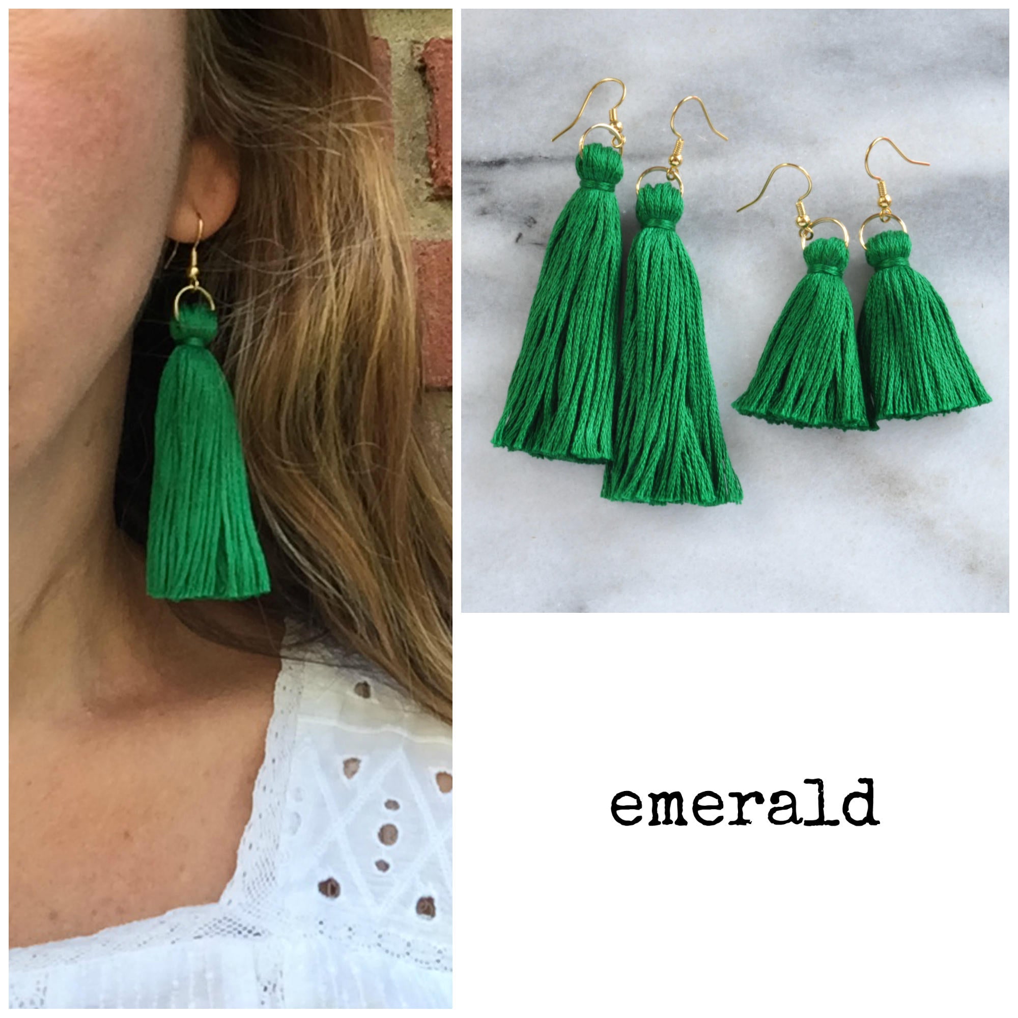 Rubans Rhodium Plated Emerald Green Zirconia Dangle Earrings