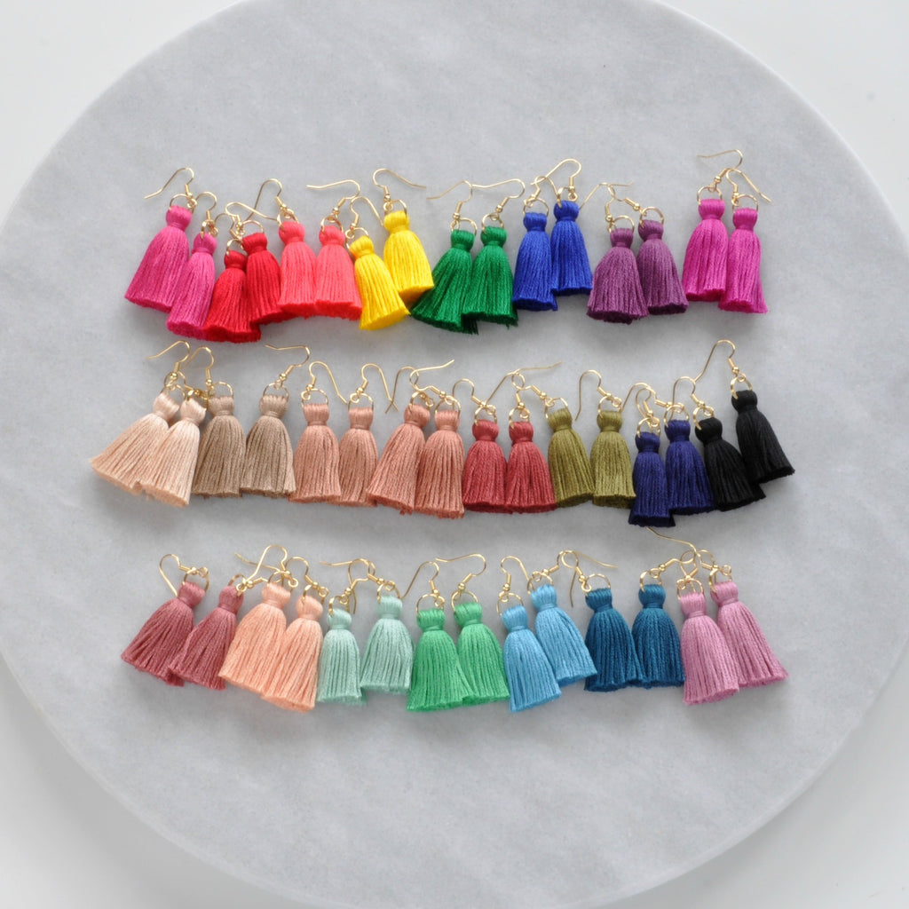 Libby & Smee Mini Boho Tassel Earrings in 23 different colors 