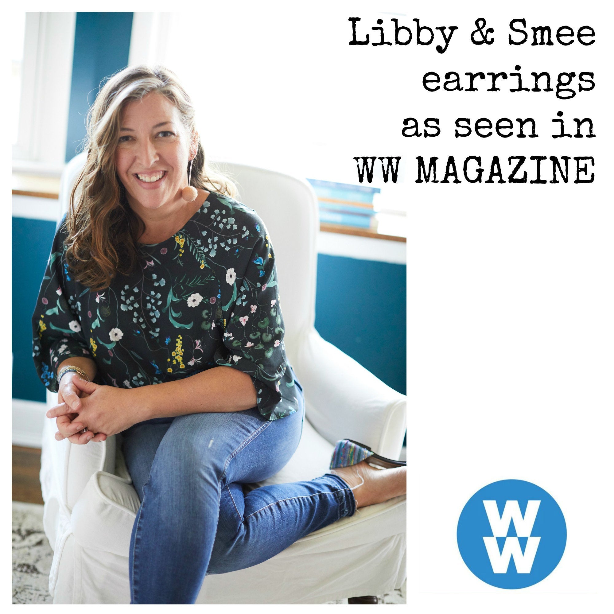 Libby & Smee Blush Earrings  on model, as seen in WW Magazine