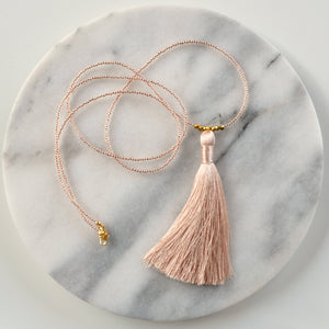 Libby & Smee champagne tassel necklace, still life