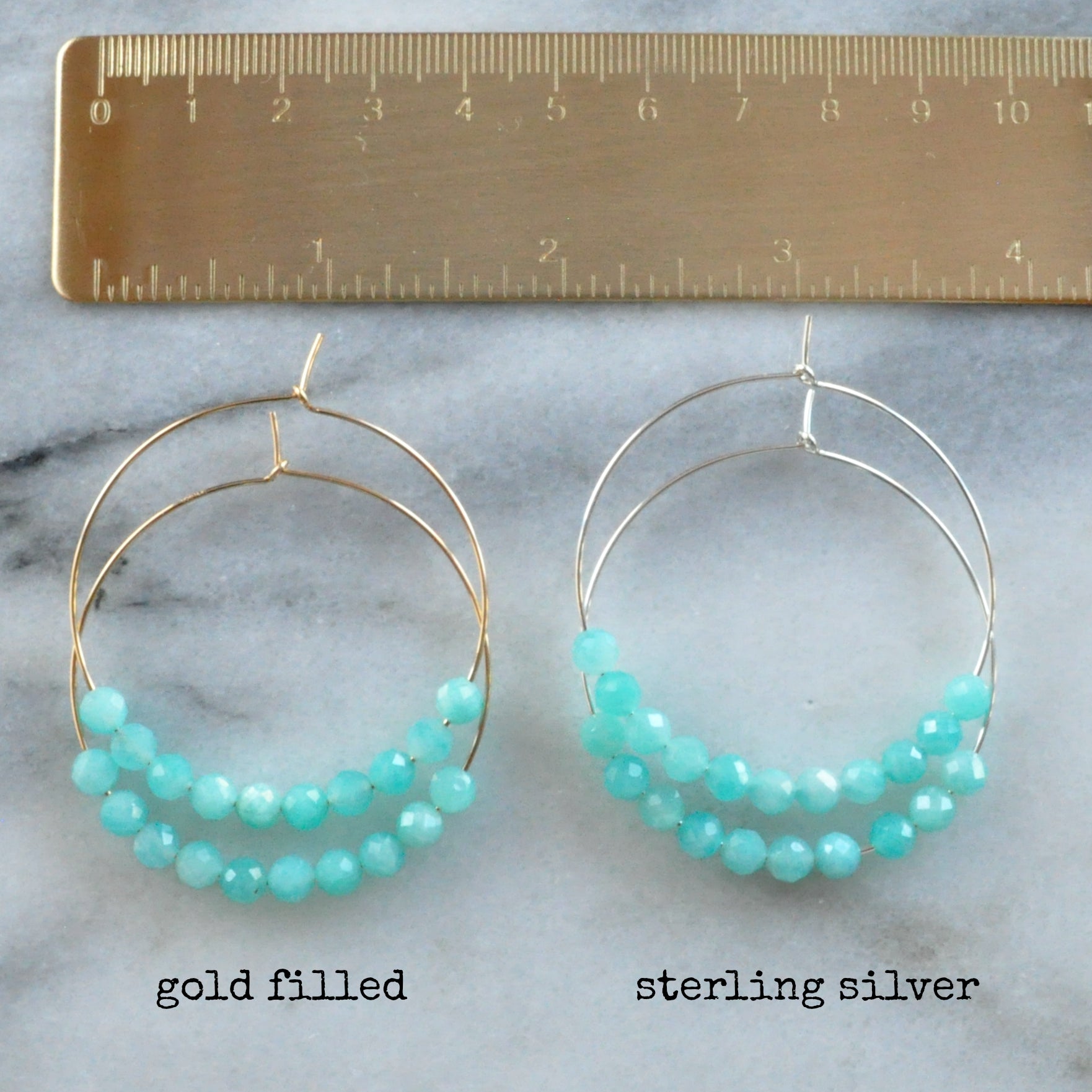 Sterling Silver Gemstone Hoop Earrings