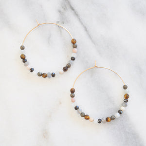 Confetti Gemstone Gold Filled Hoop Earrings - NEUTRALS
