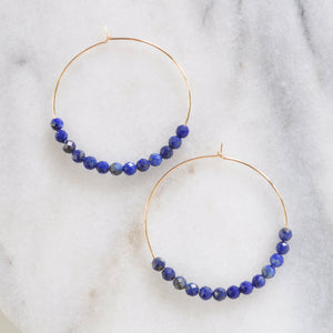 Gemstone 45mm Gold Filled Hoops - BLUE LAPIS