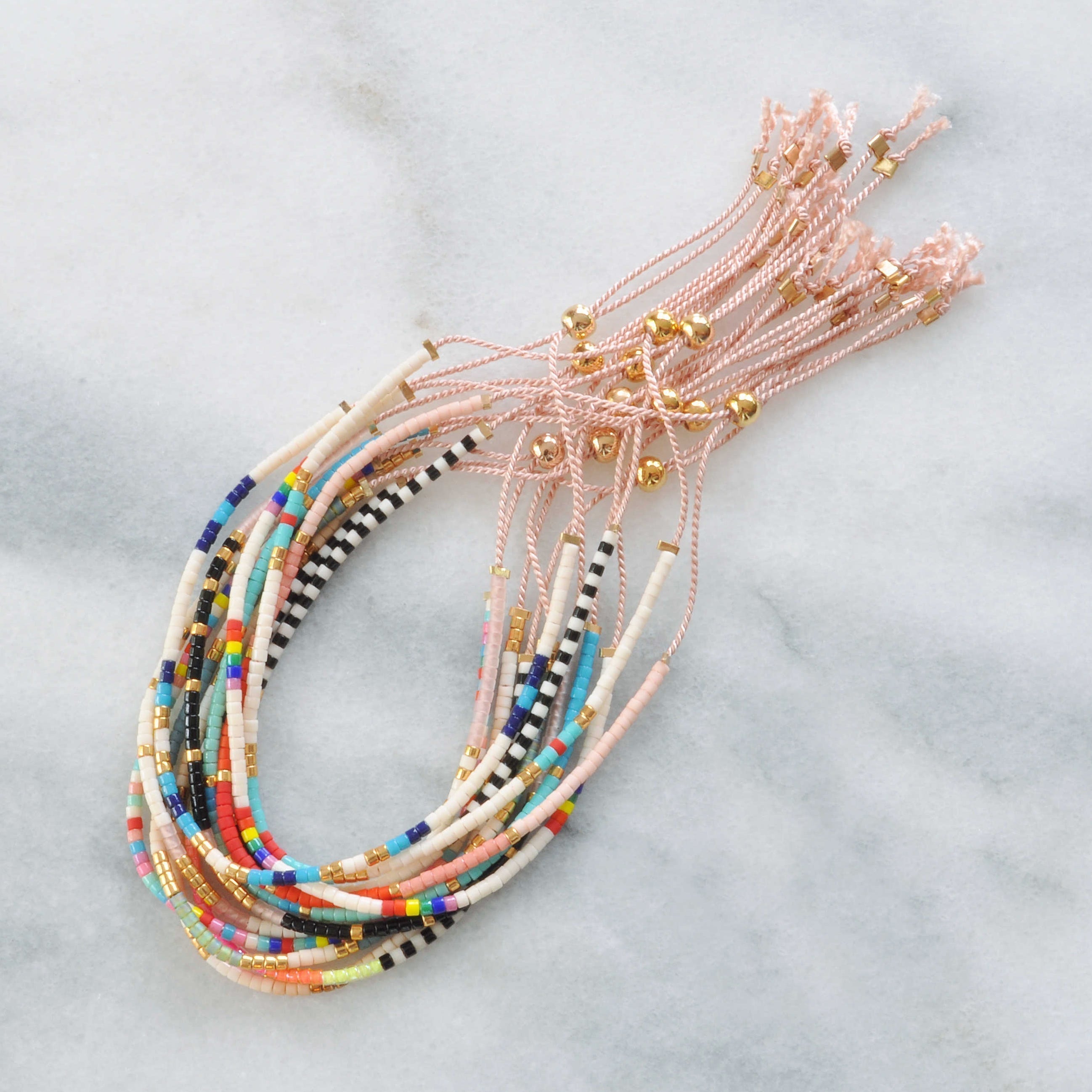 Beaded String Bracelet — NEON