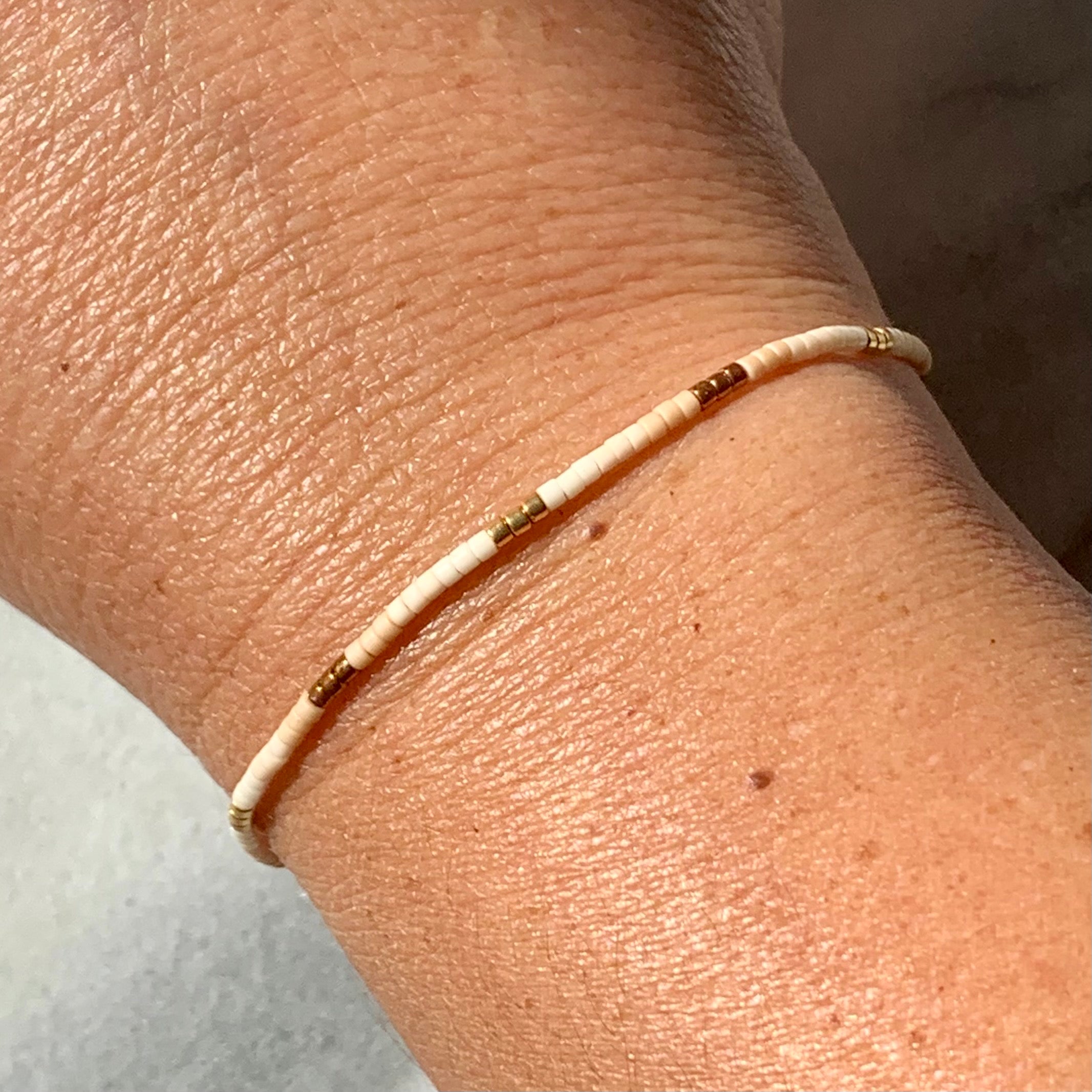 Beaded String Bracelet — CREAMY