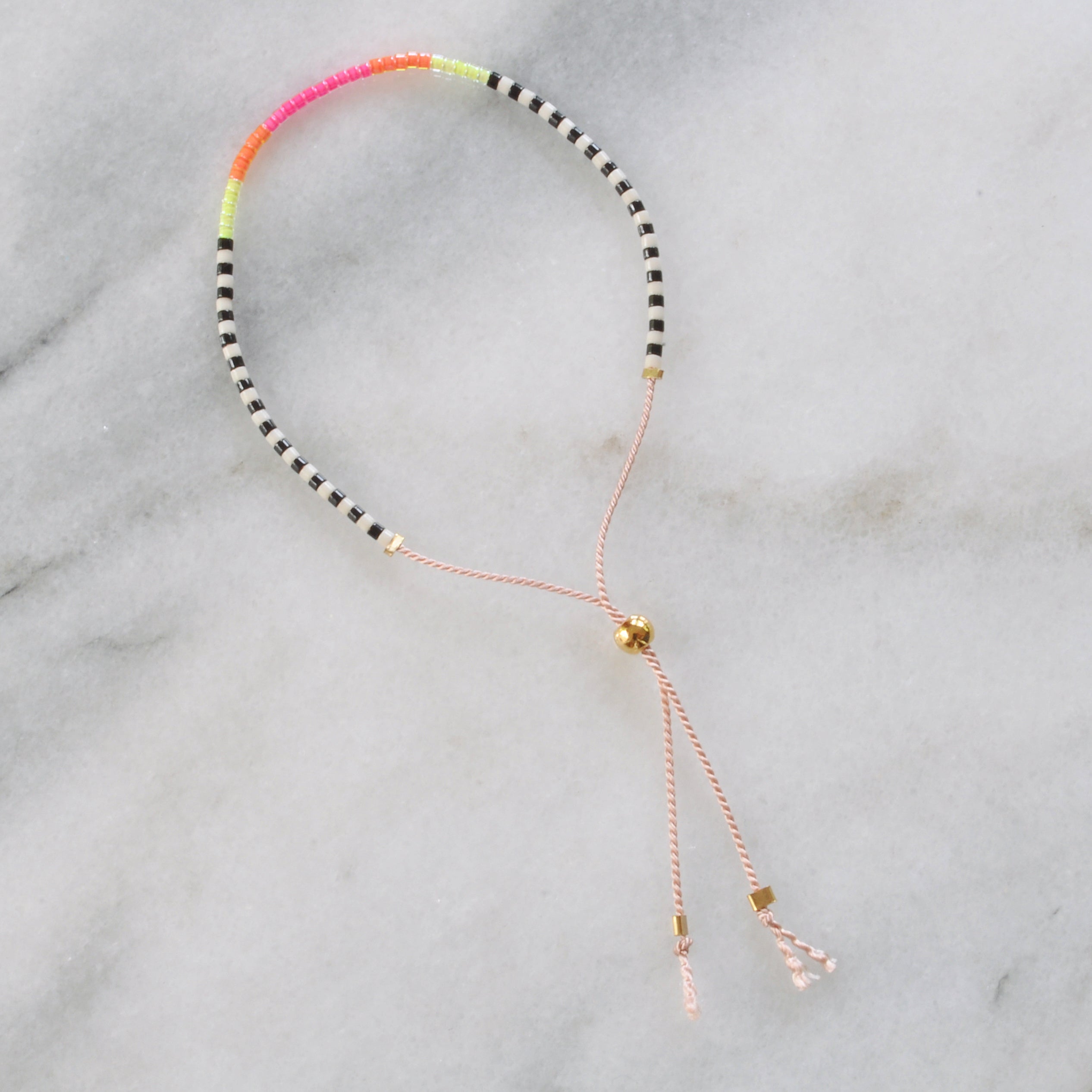 Beaded String Bracelet — NEON
