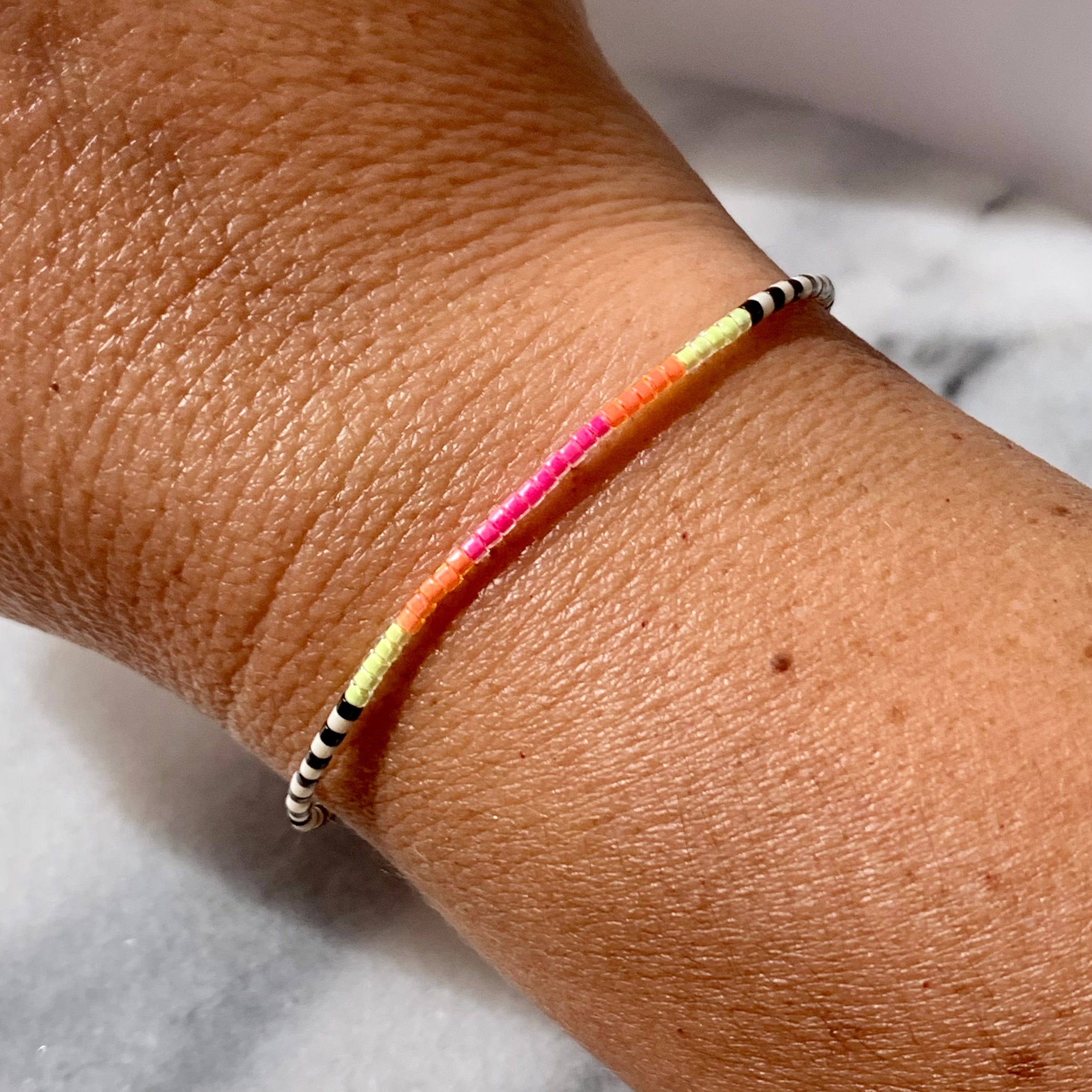 Delicate layering bracelet Friendship bead bracelet silk