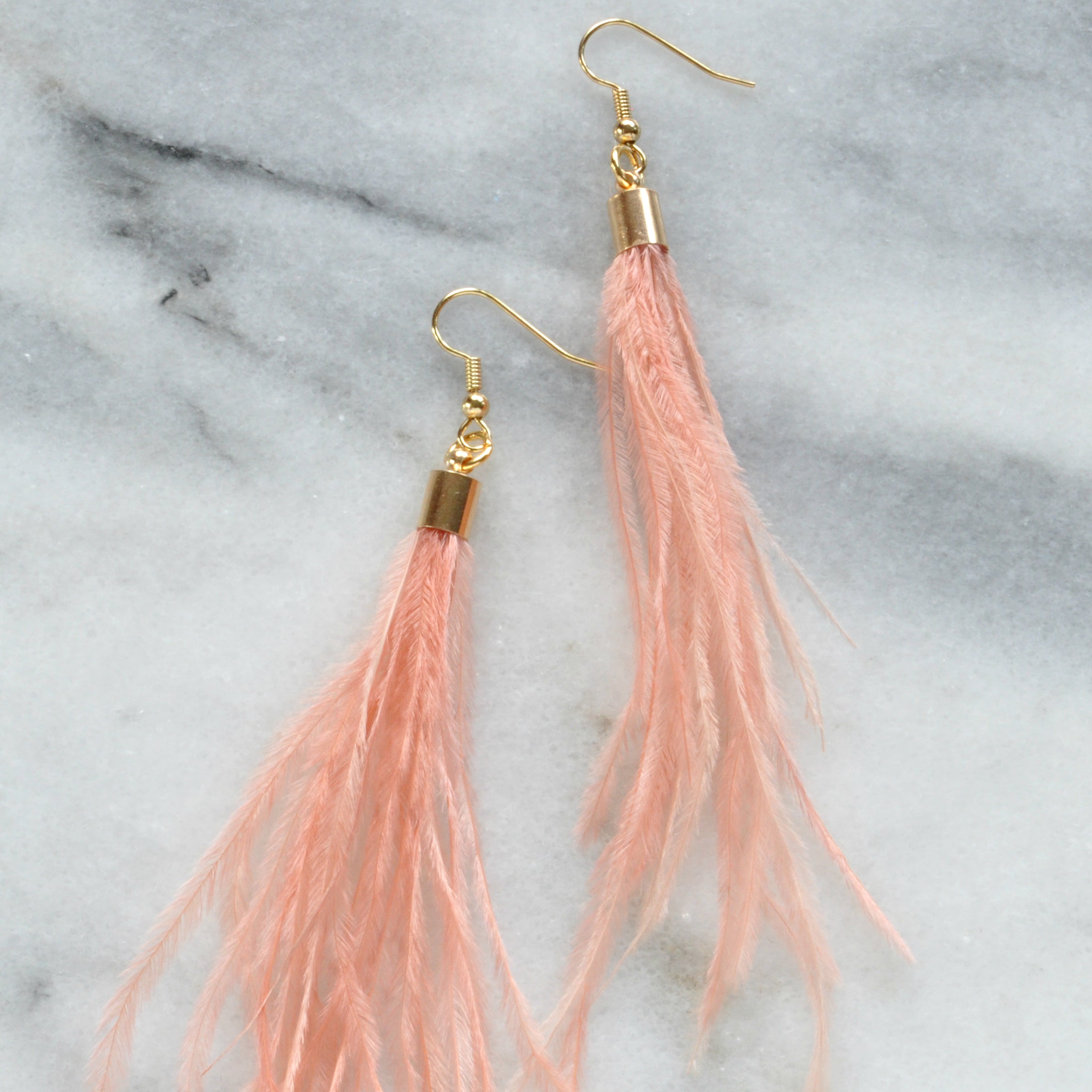 Ostrich Feather Earrings Discontinued Version - CLEARANCE