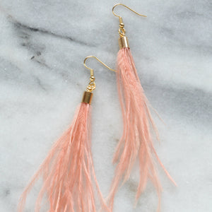 Ostrich Feather Earrings - Discontinued Version