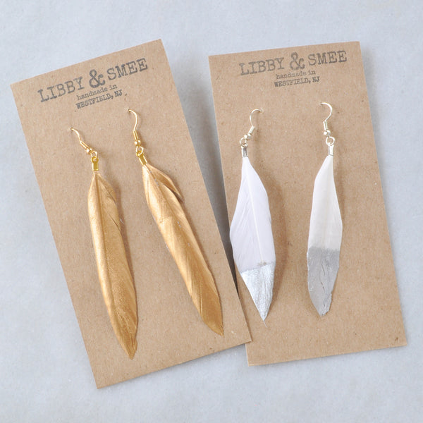 Handcrafted 14 Karat Yellow Gold Drop Feather Earrings For Sale at 1stDibs  | 14k gold feather earrings