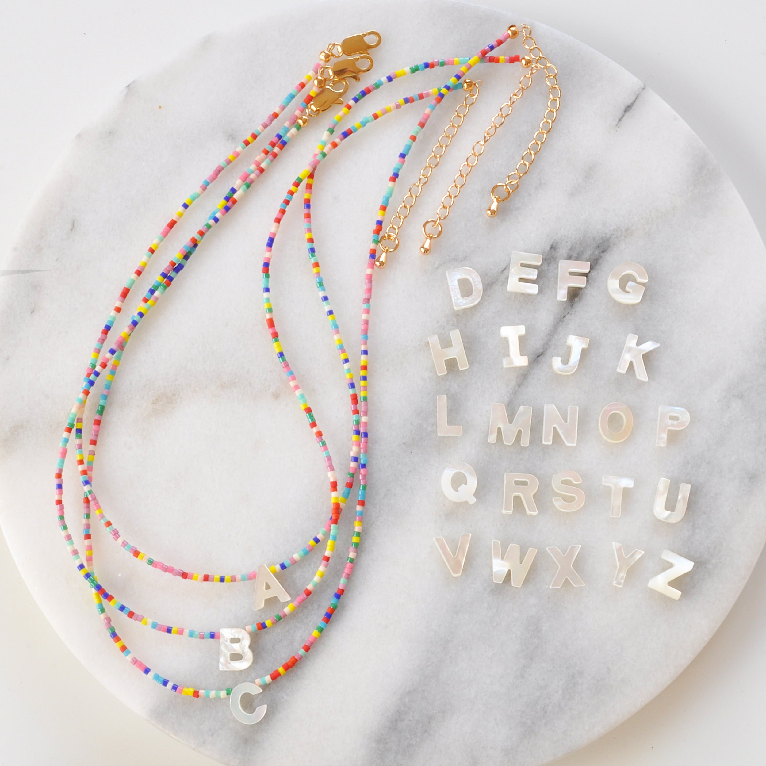 Initial Letter Beaded Necklace