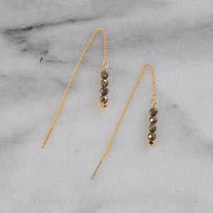 Gold Chain Gemstone Dangle Earrings