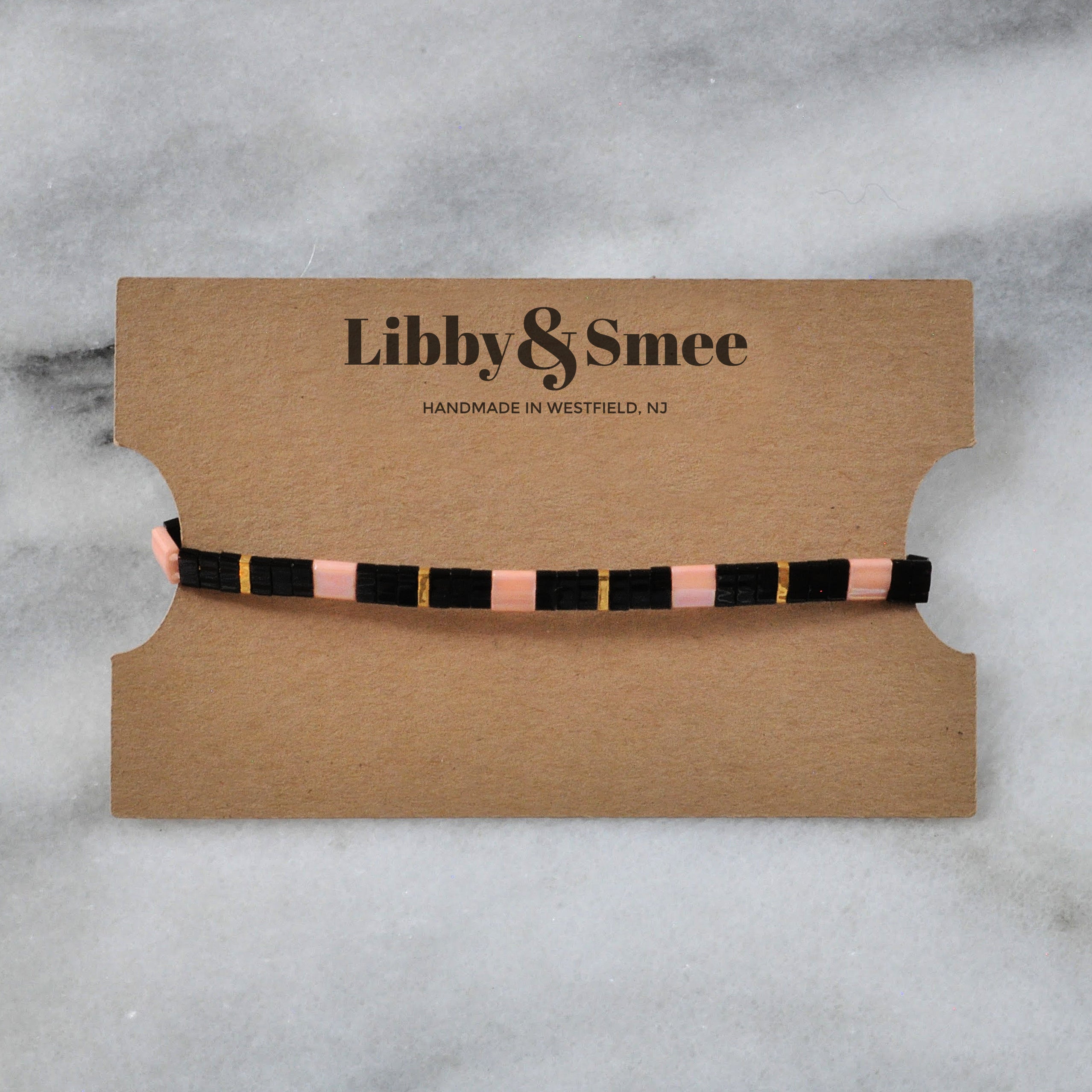 Libby & Smee stretch tile bracelet in Black Blush