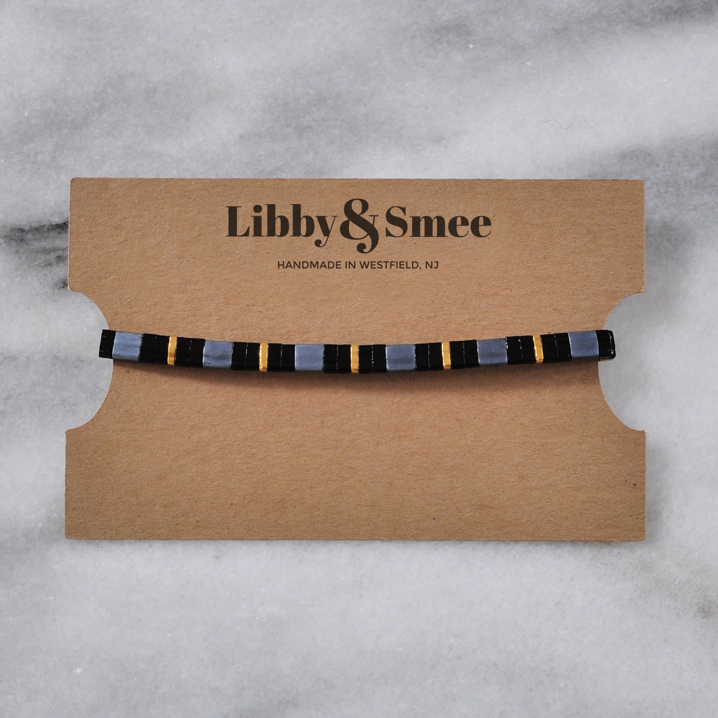 Libby & Smee stretch tile bracelet in Black Slate