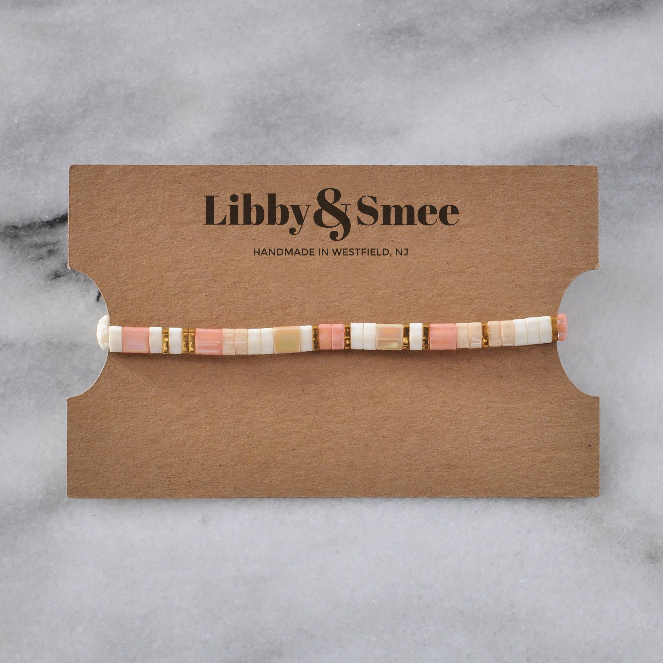 Libby & Smee stretch tile bracelet in Blush Mix