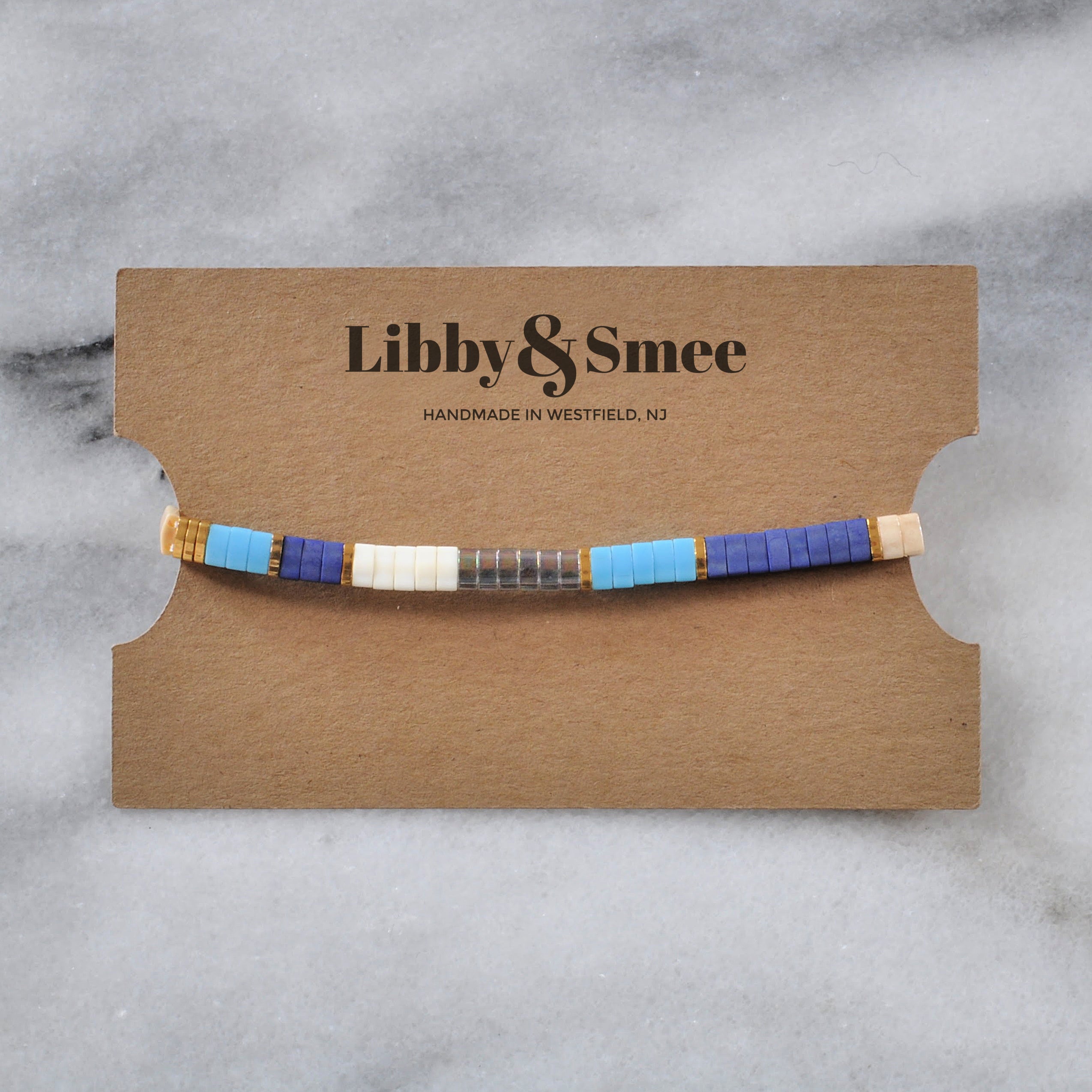 Libby & Smee stretch tile bracelet in Sky Colorblock