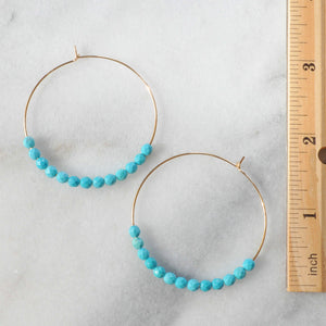 Gemstone 45mm Gold Filled Hoops - TURQUOISE
