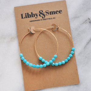 Gemstone 45mm Gold Filled Hoops - TURQUOISE