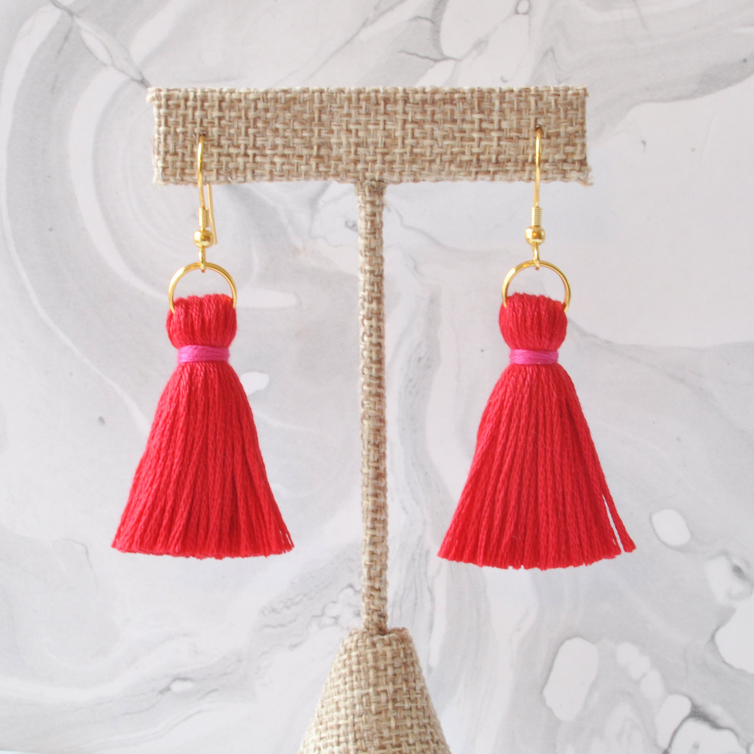 Pink and Red Valentine Tassel Earrings