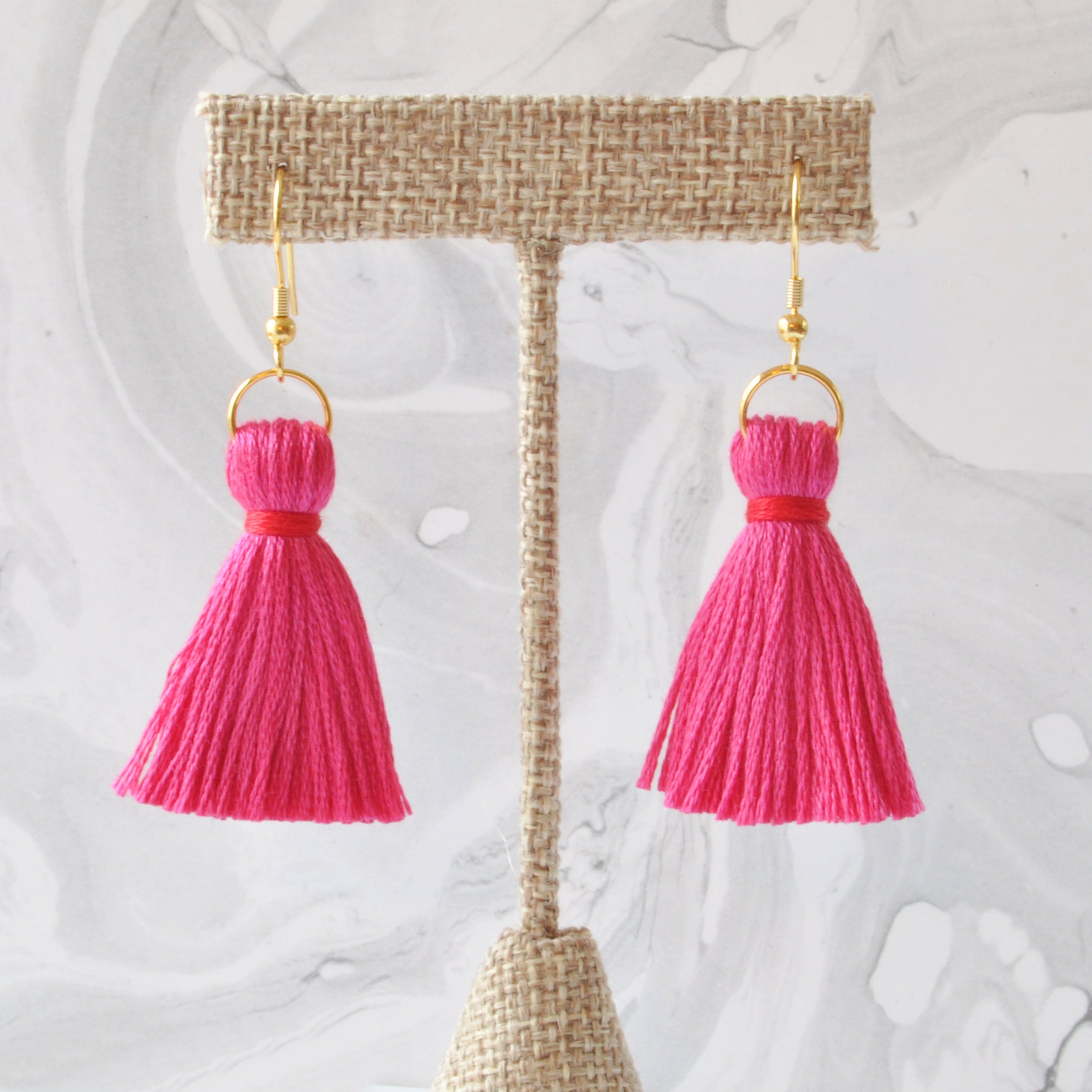 Pink and Red Valentine Tassel Earrings