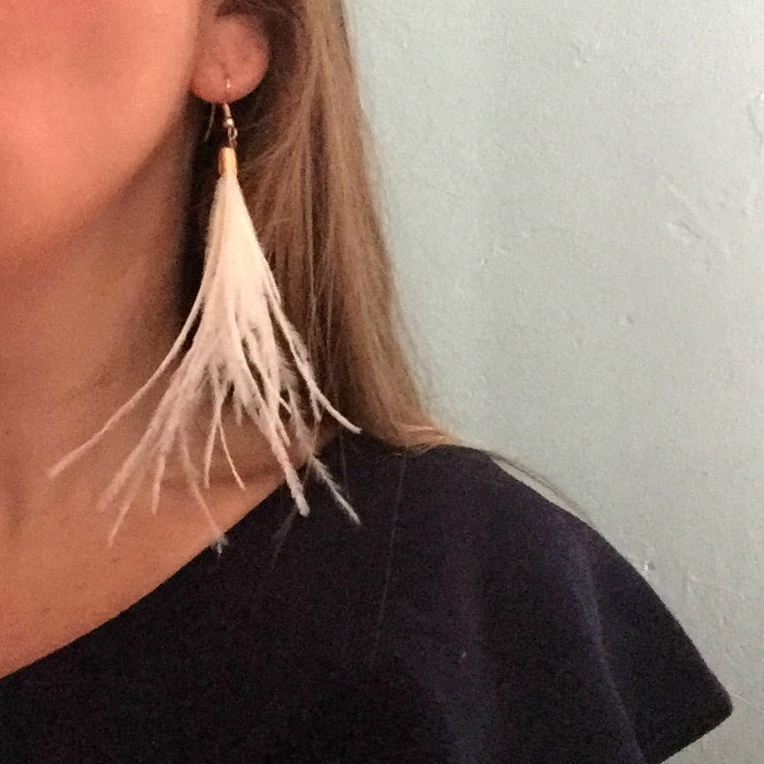 Ostrich Feather Earrings - Discontinued Version
