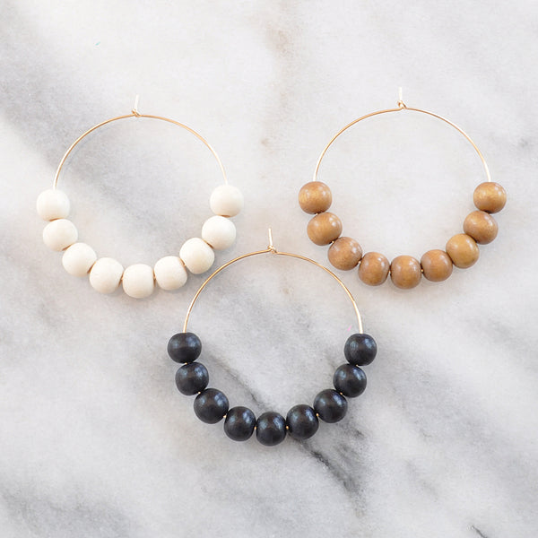 Wood Bead Hoops Earrings Libby Smee